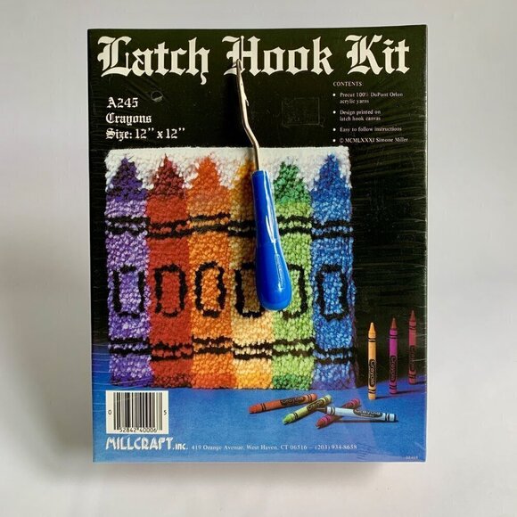 Millcraft Latch Hook Kit Crayons New Vintage 12 x 12" - Picture 1 of 5